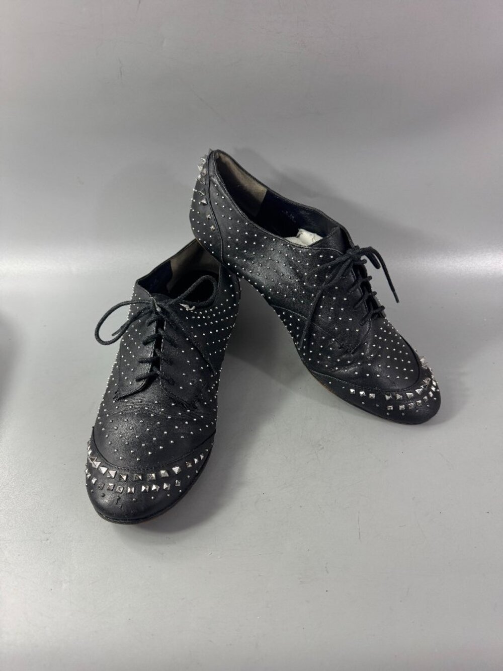 Rachel Roy Greer Black Leather Studded Spiked Oxford Shoes, Size 9.5